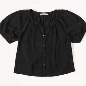 NWT Abercrombie Button-Through Puff Sleeve Top - Women's Size L